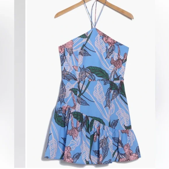 NWT Hutch Anthropologie Peri Inked Iris Halter Style Floral Mini Dress Size XL - Picture 4 of 4